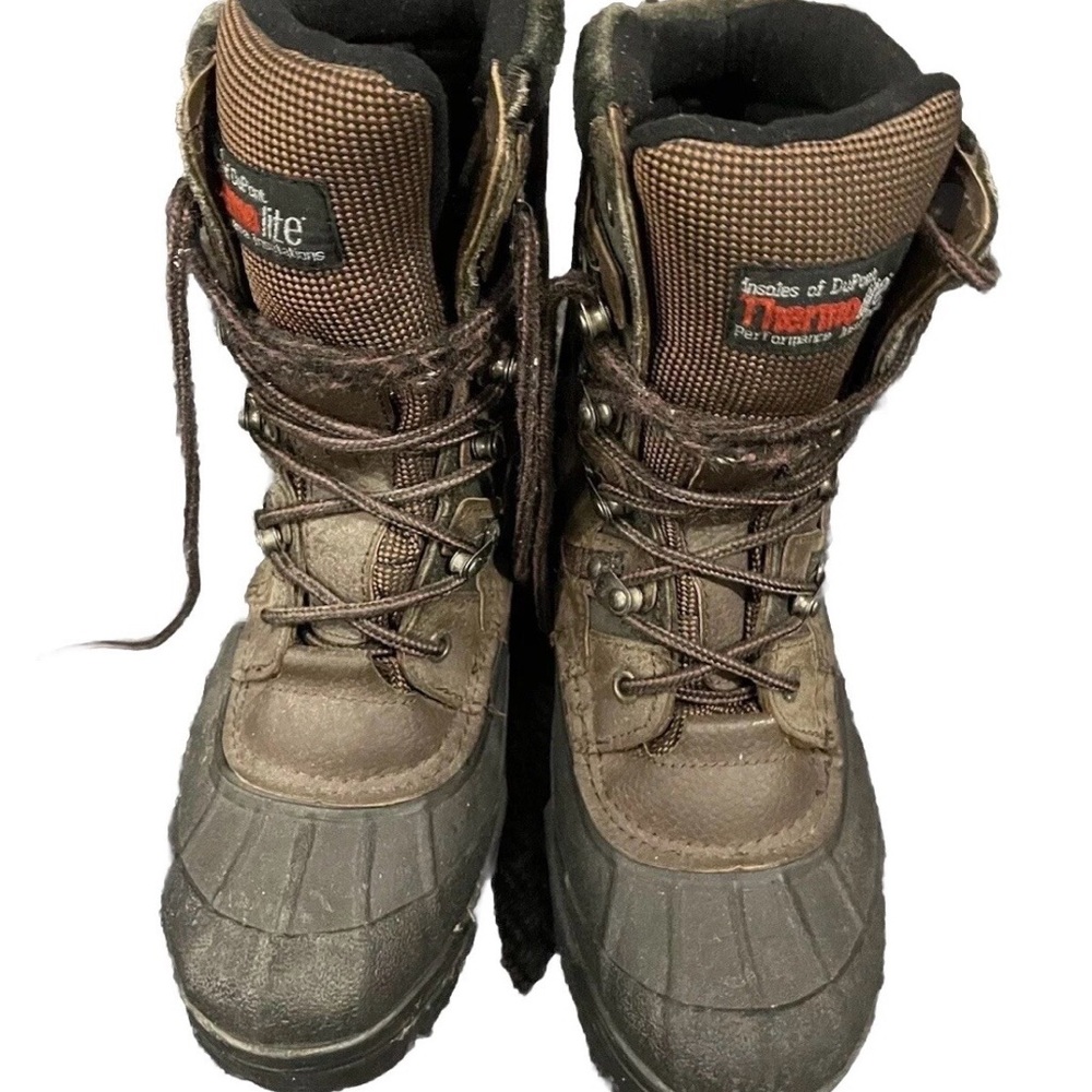 🥾 Thermolite Boots Mens Sz 8 Duck Brown Leather Steel Workwear Warm Winter Hunt